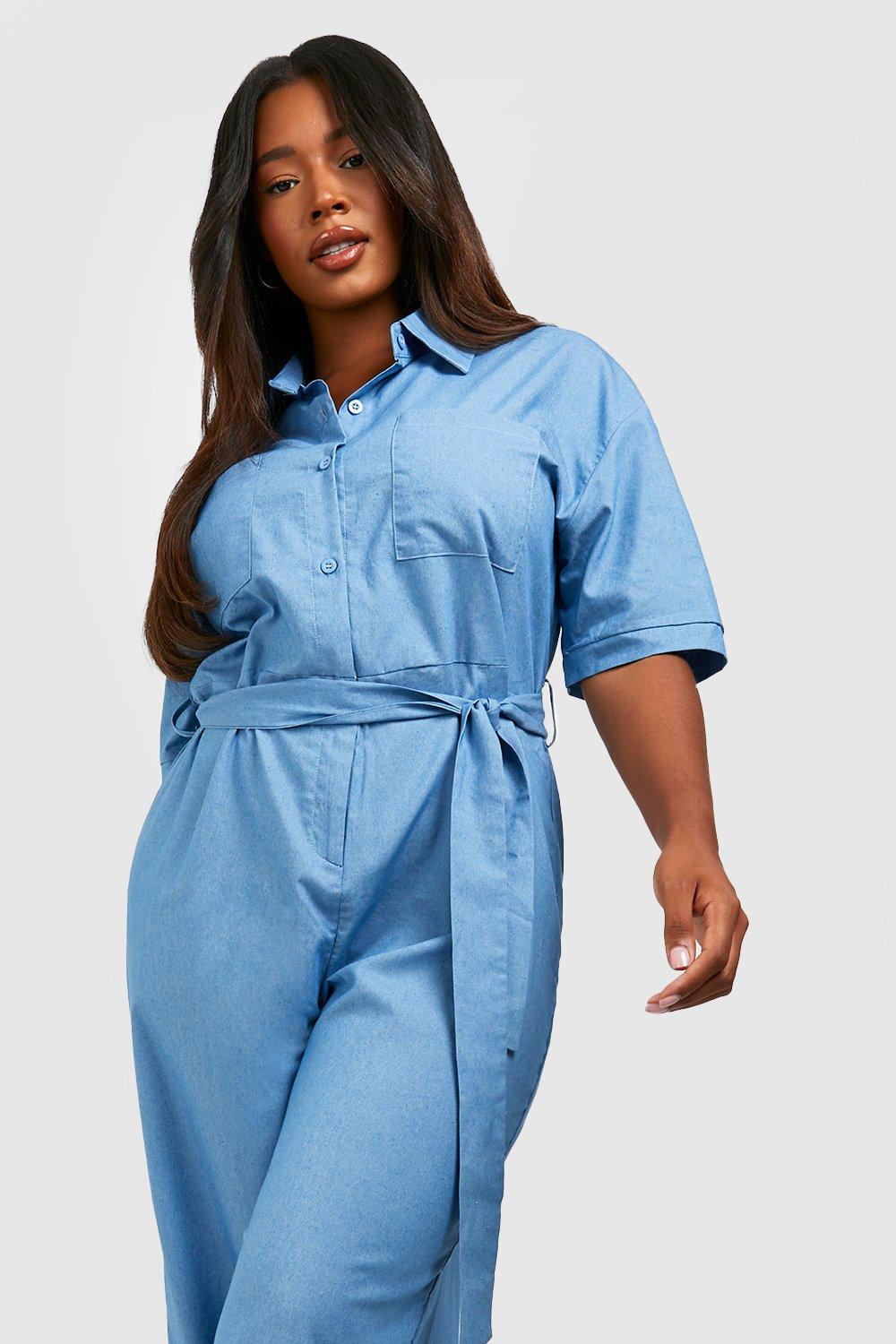 Plus size denim store jumpsuit uk